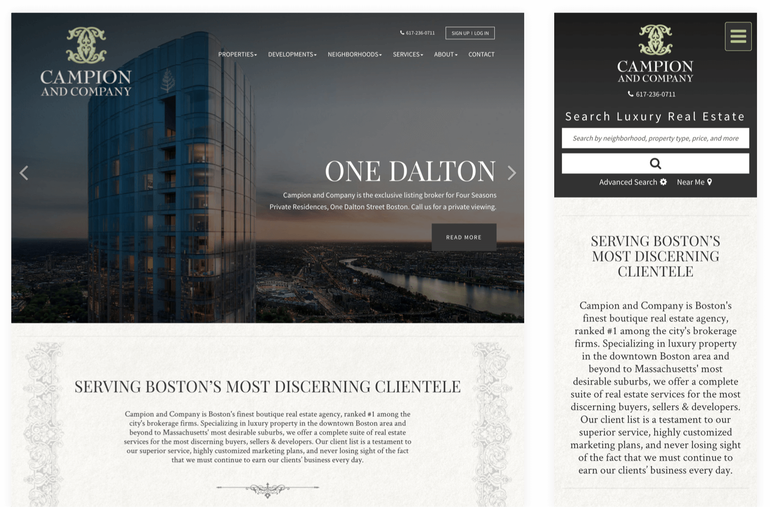 Campion and Company Website Screenshots