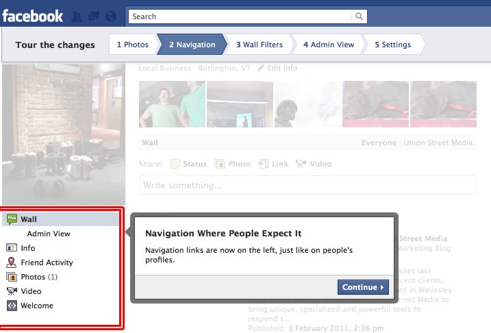 new navigation for facebook fan pages