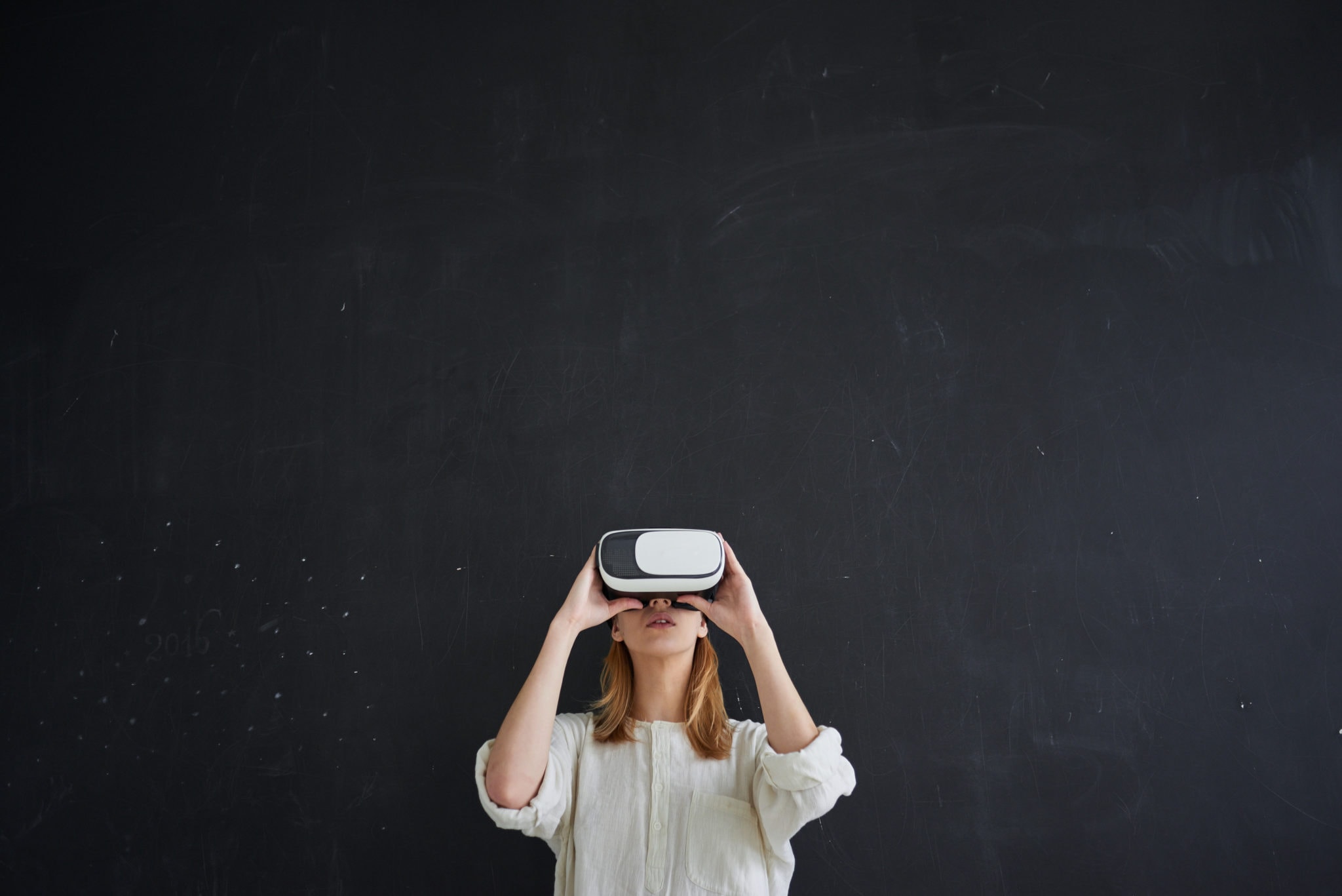 VR Headset Worn by Woman