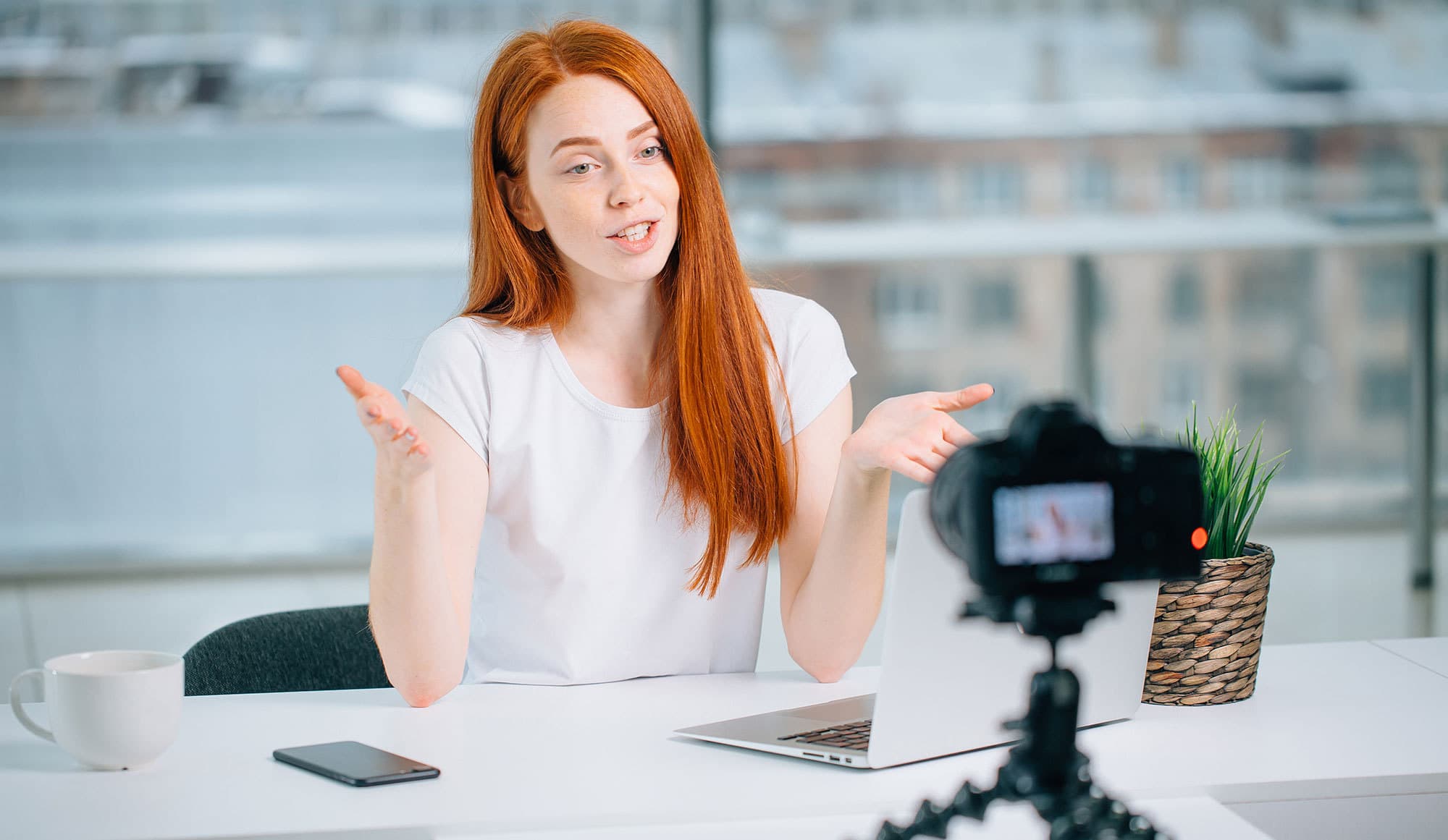 woman recording video of herself
