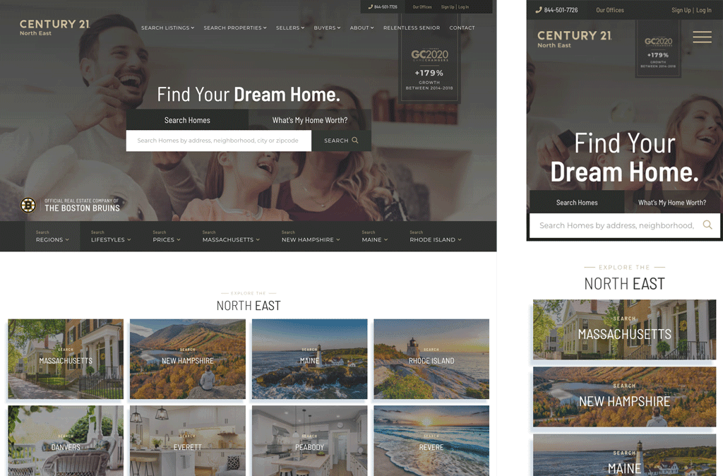 CENTURY 21 North East Homepage Screenshots