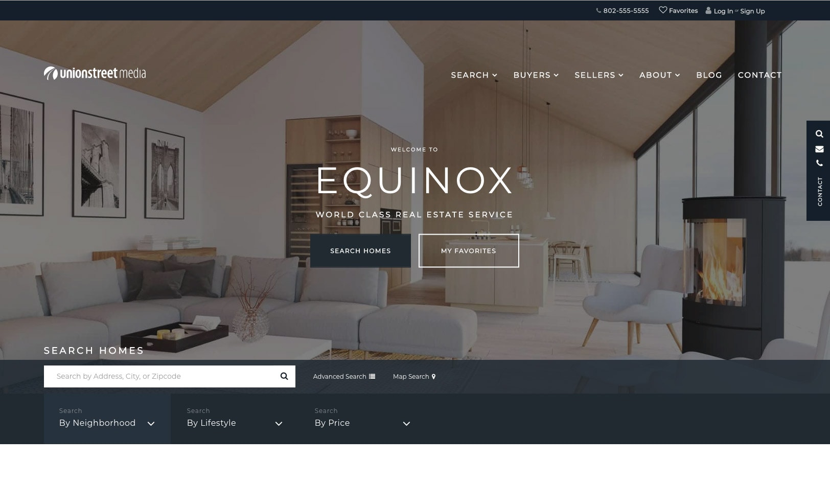 Union Street Media's Equinox Real Estate Website Layout