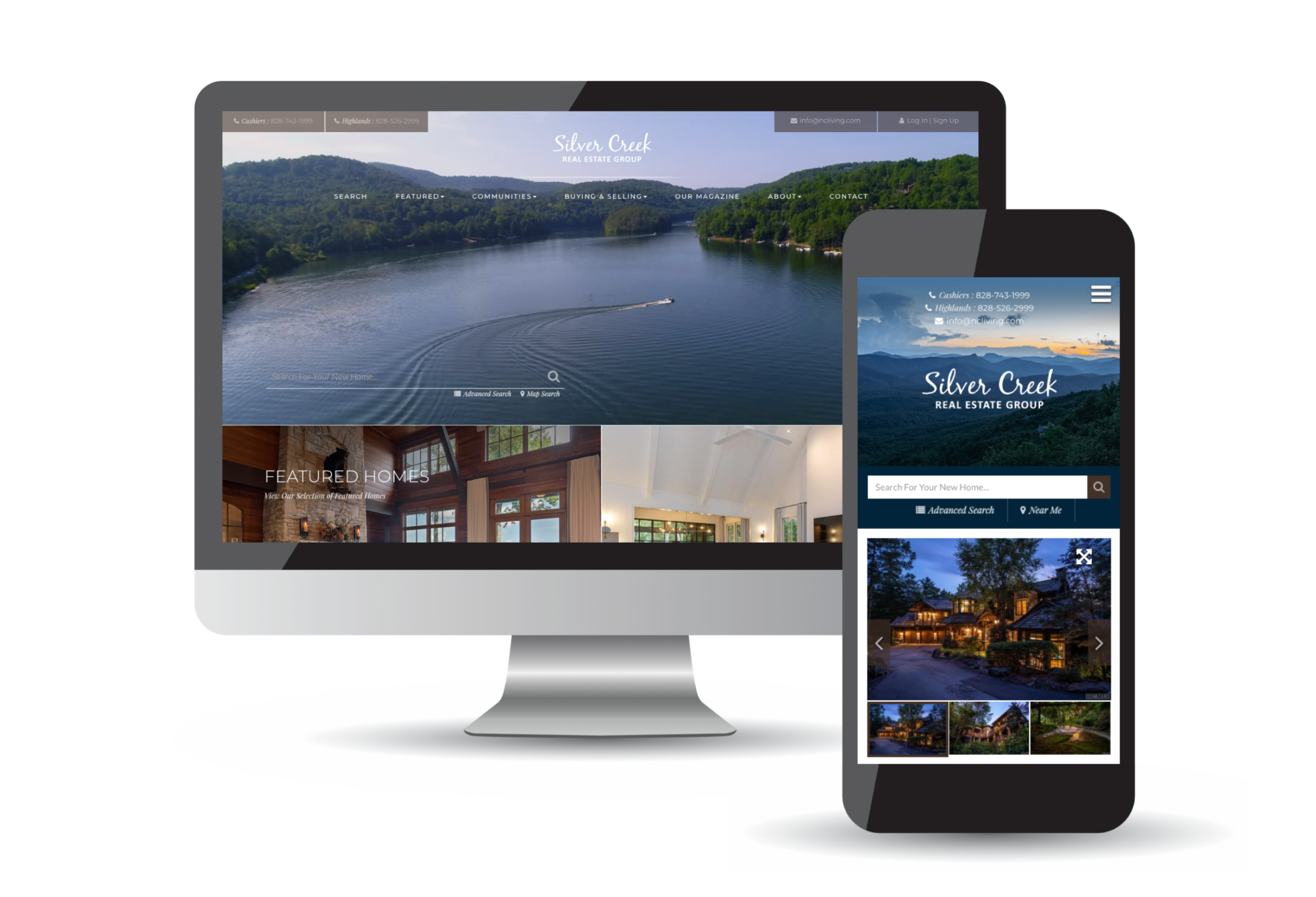 silver creek realty group website on desktop and mobile phone