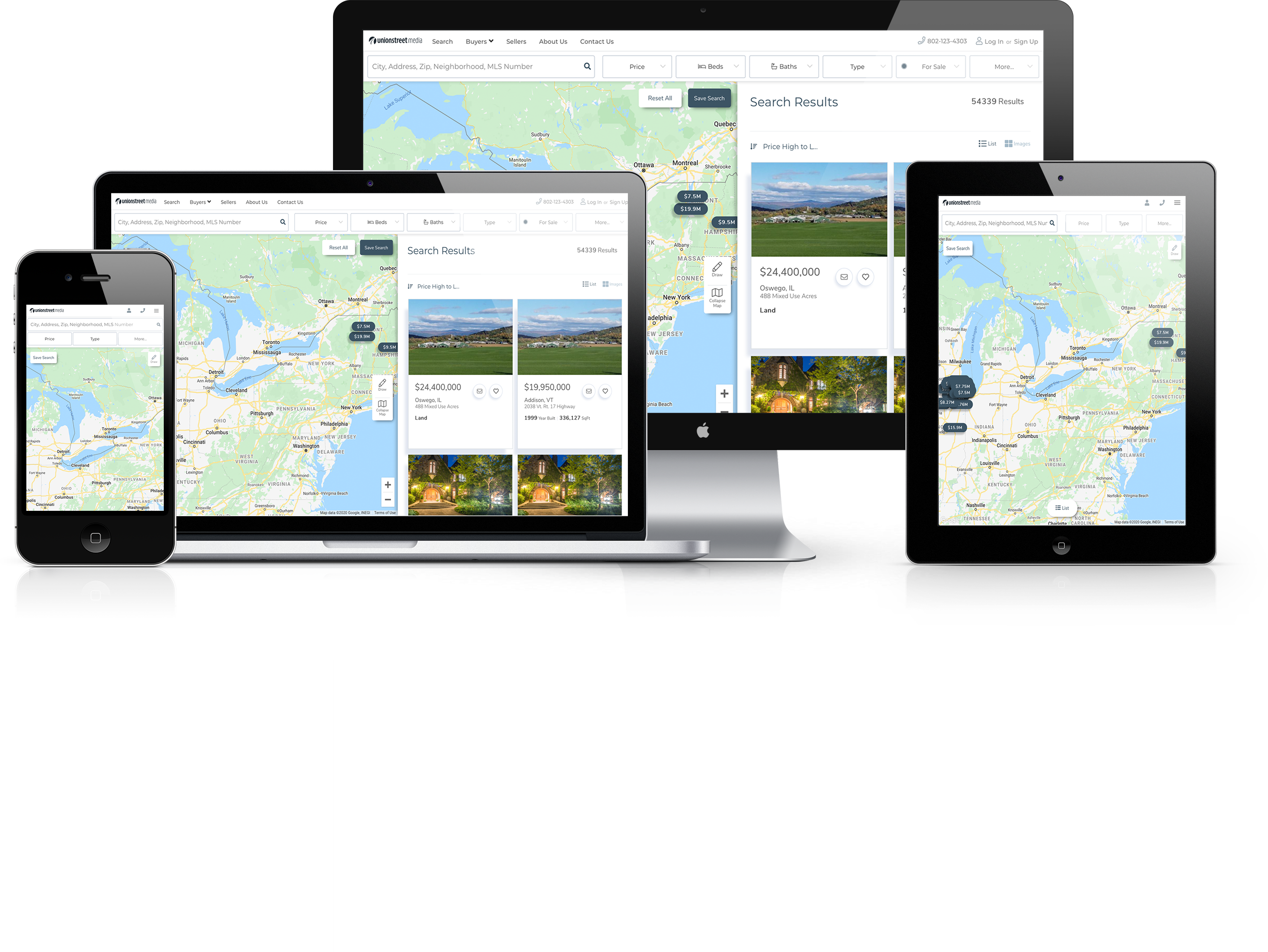 USM Map Search Landing Page on All Device Types