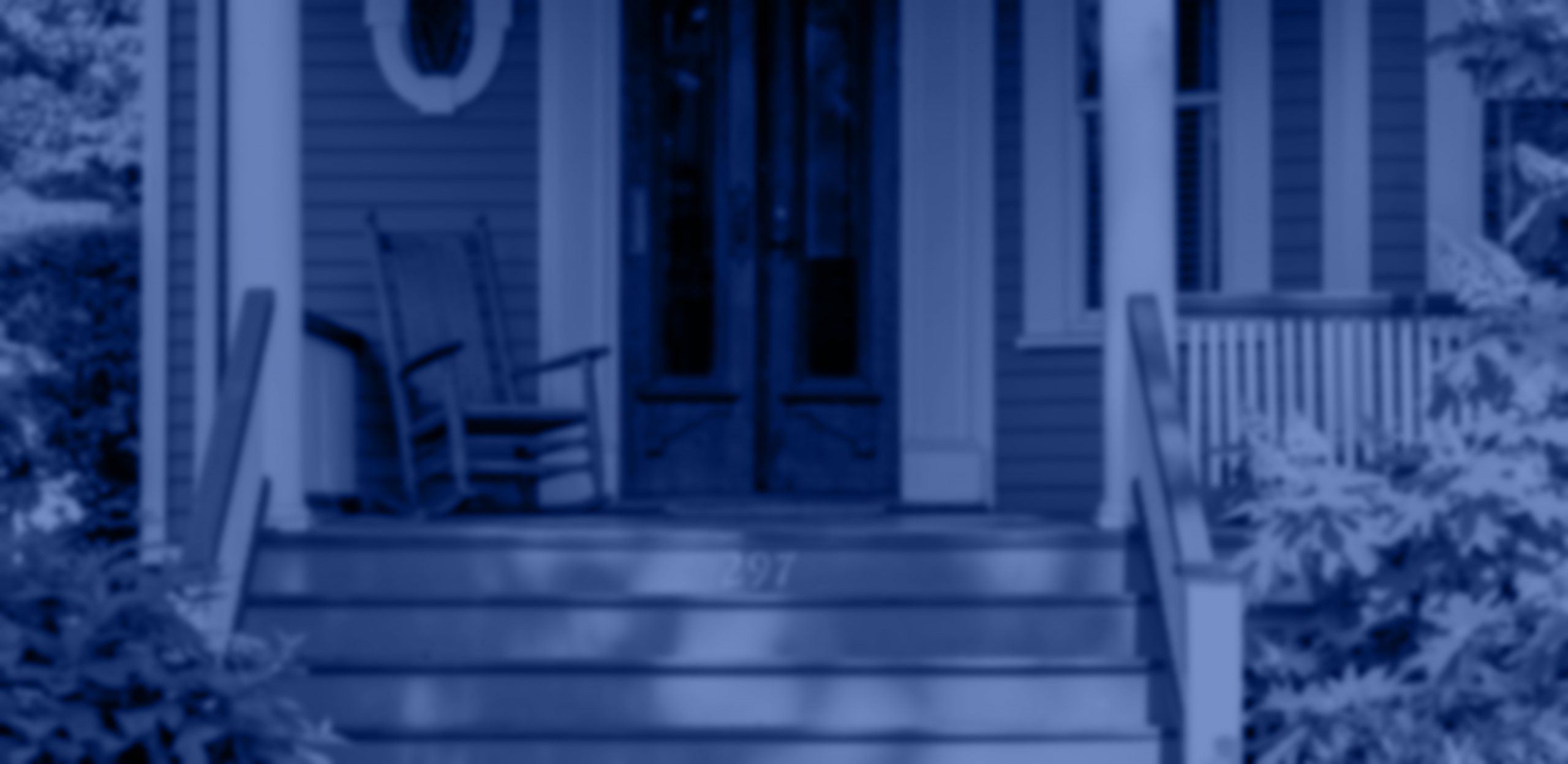 front porch with blue overlay