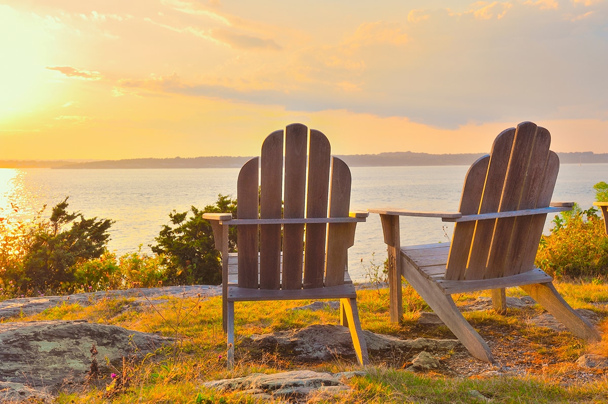 Sunset and Adirondack Chairs