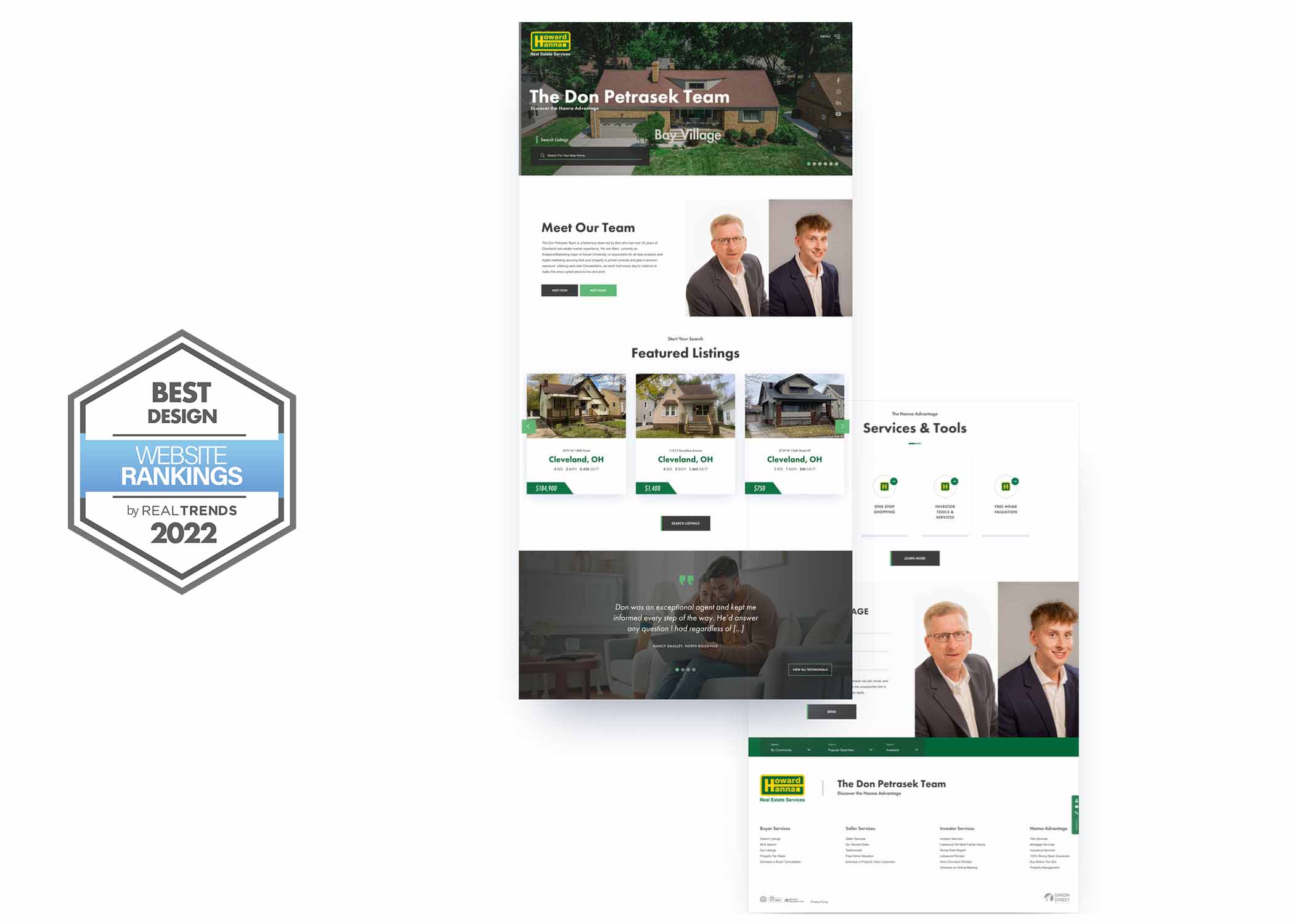 howard hanna don petrasek team real estate website and union street media 2022 realtrends best design