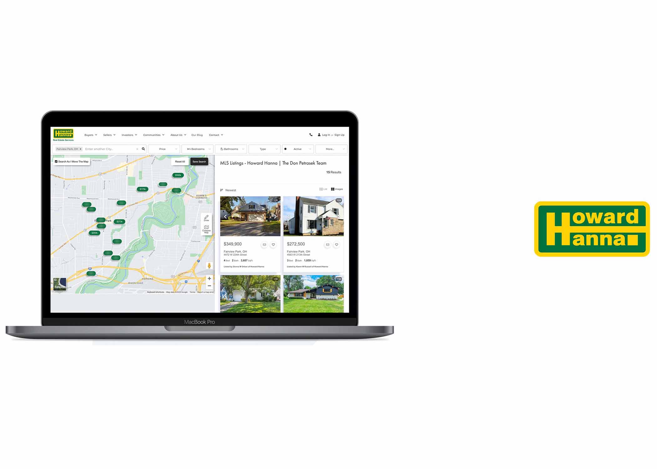 map search on howard hanna residential real estate website with union street media