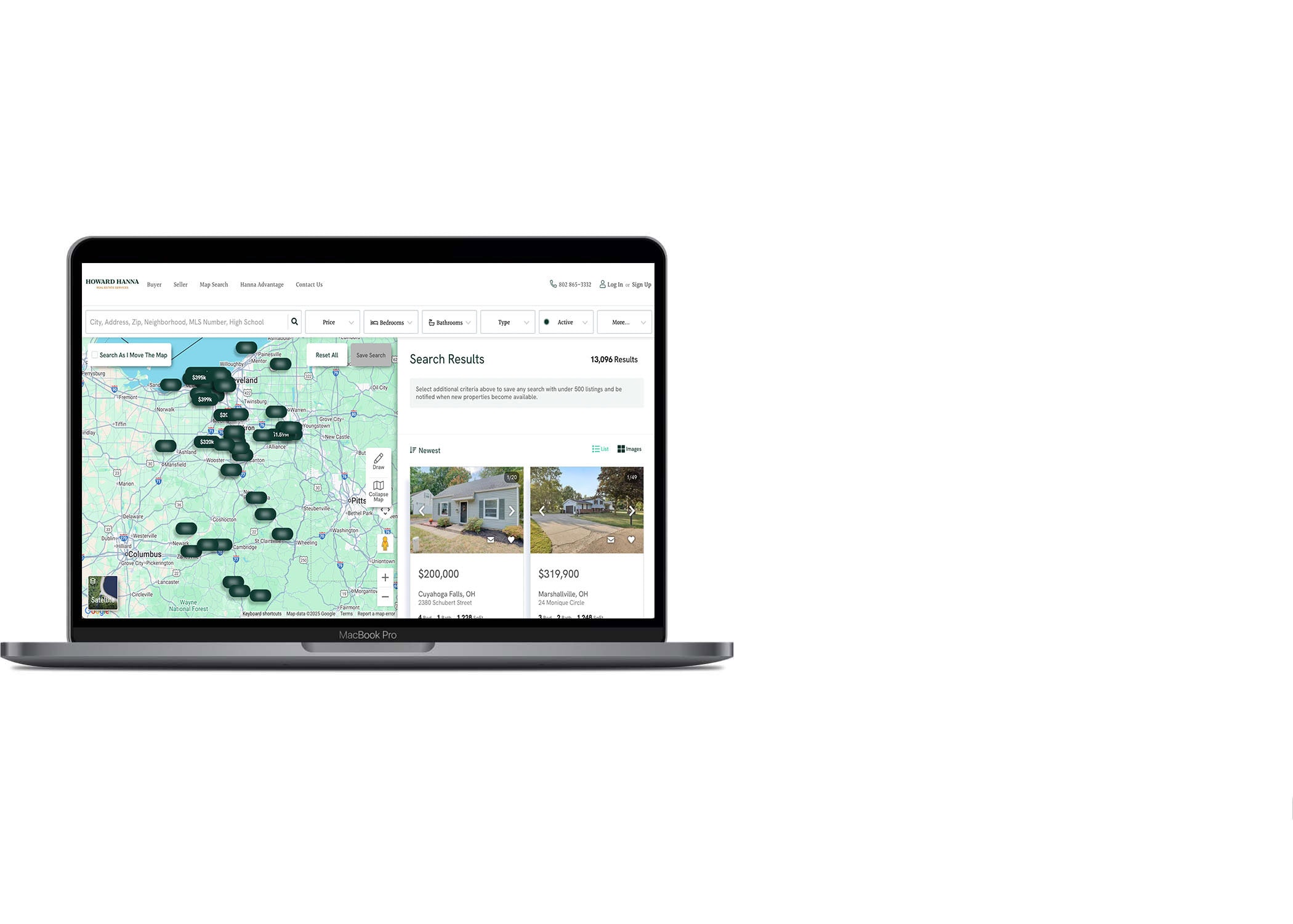 howard hanna real estate services map search on union street media website