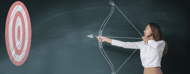 woman with chalk arrow and target