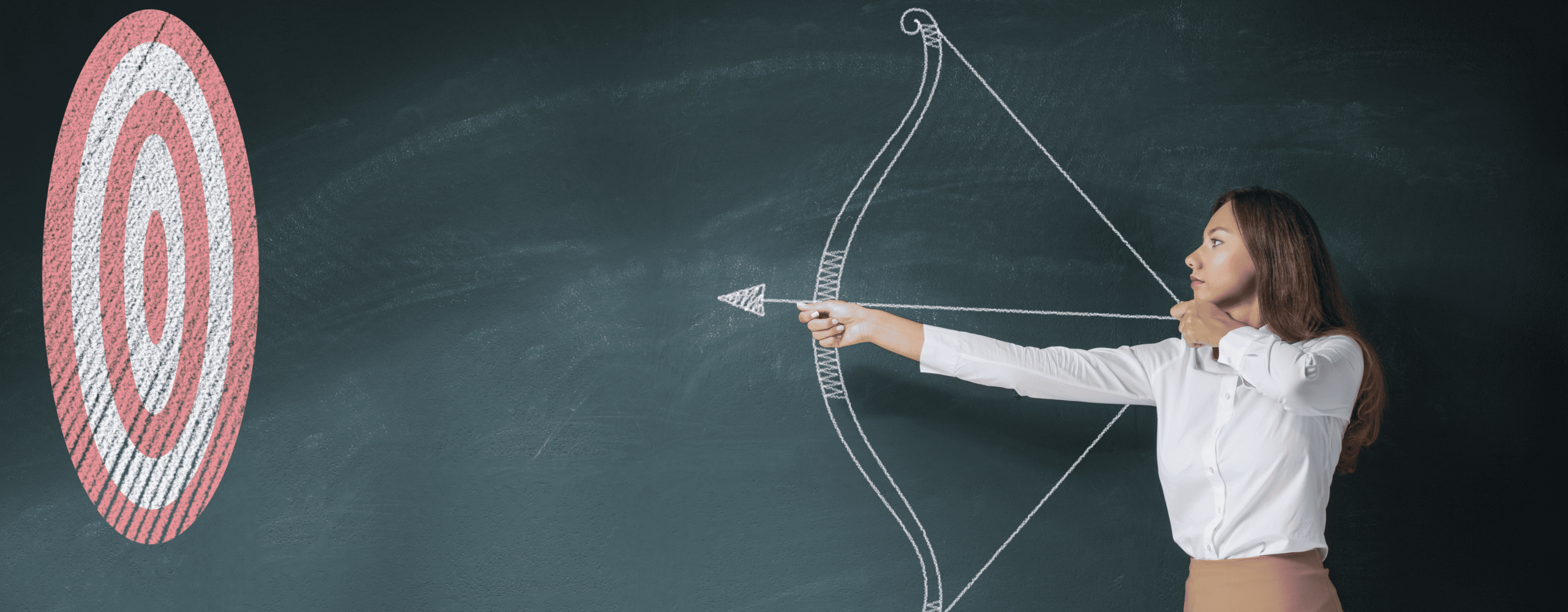 woman with chalk arrow and target