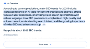 gemini's overview on 2025 seo trends