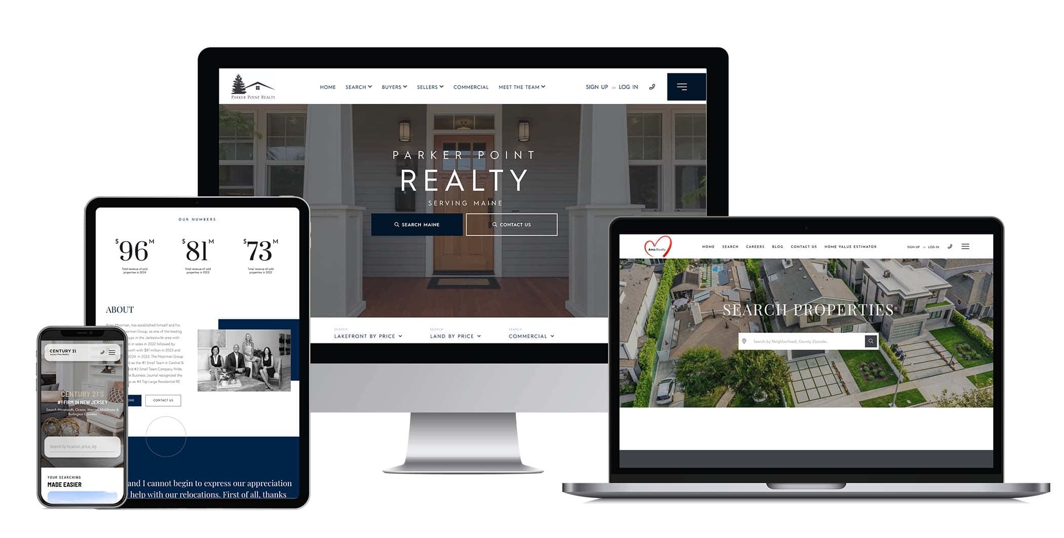 spring 2025 recent website launches by union street media on various devices