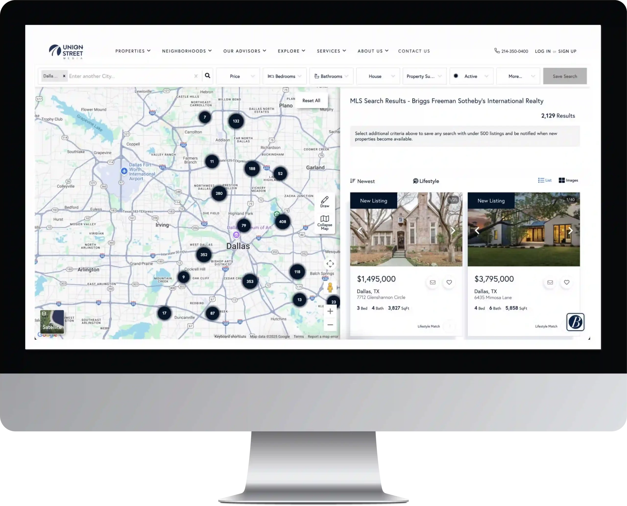 map search on an iMac