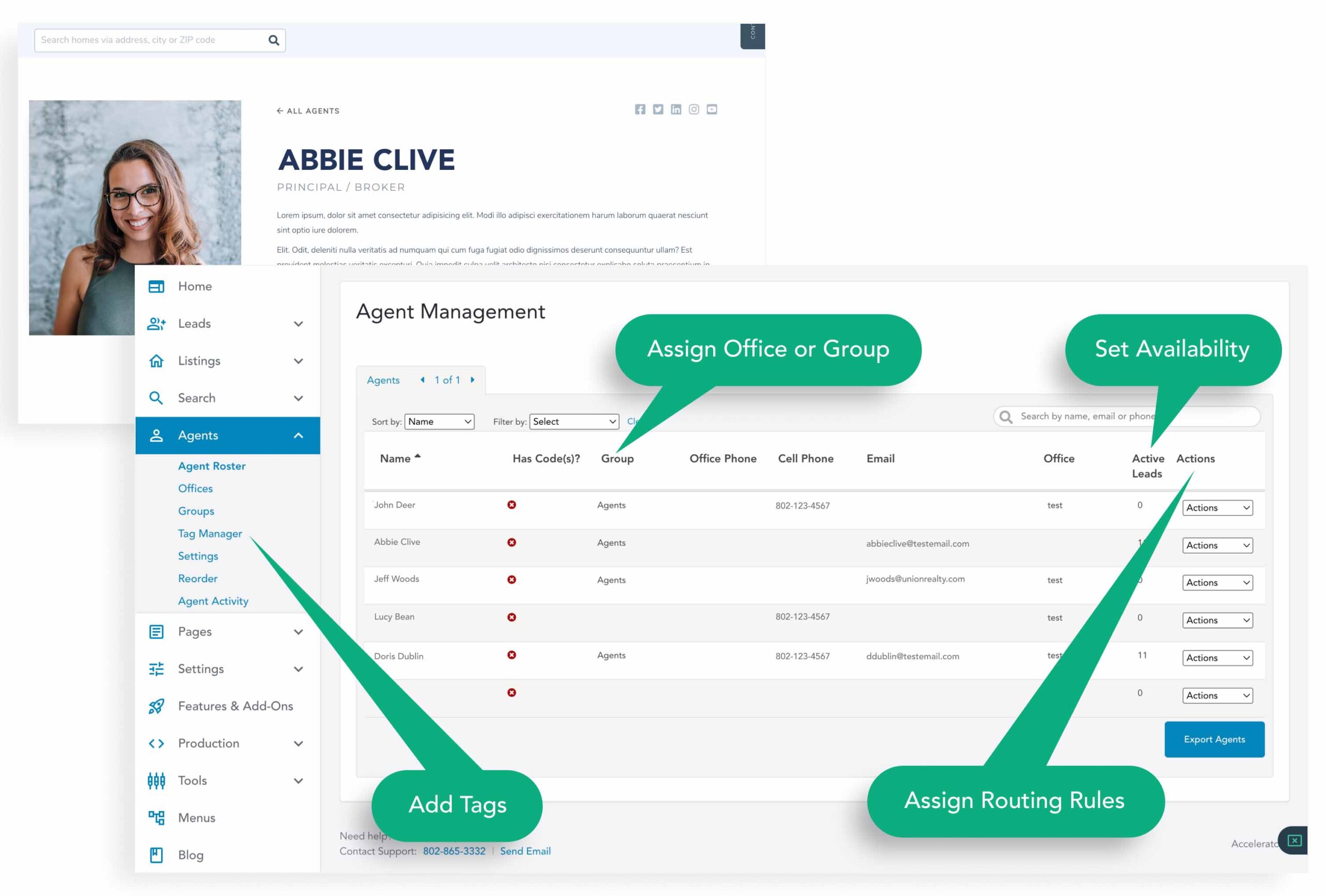 agent management dashboard by union street media