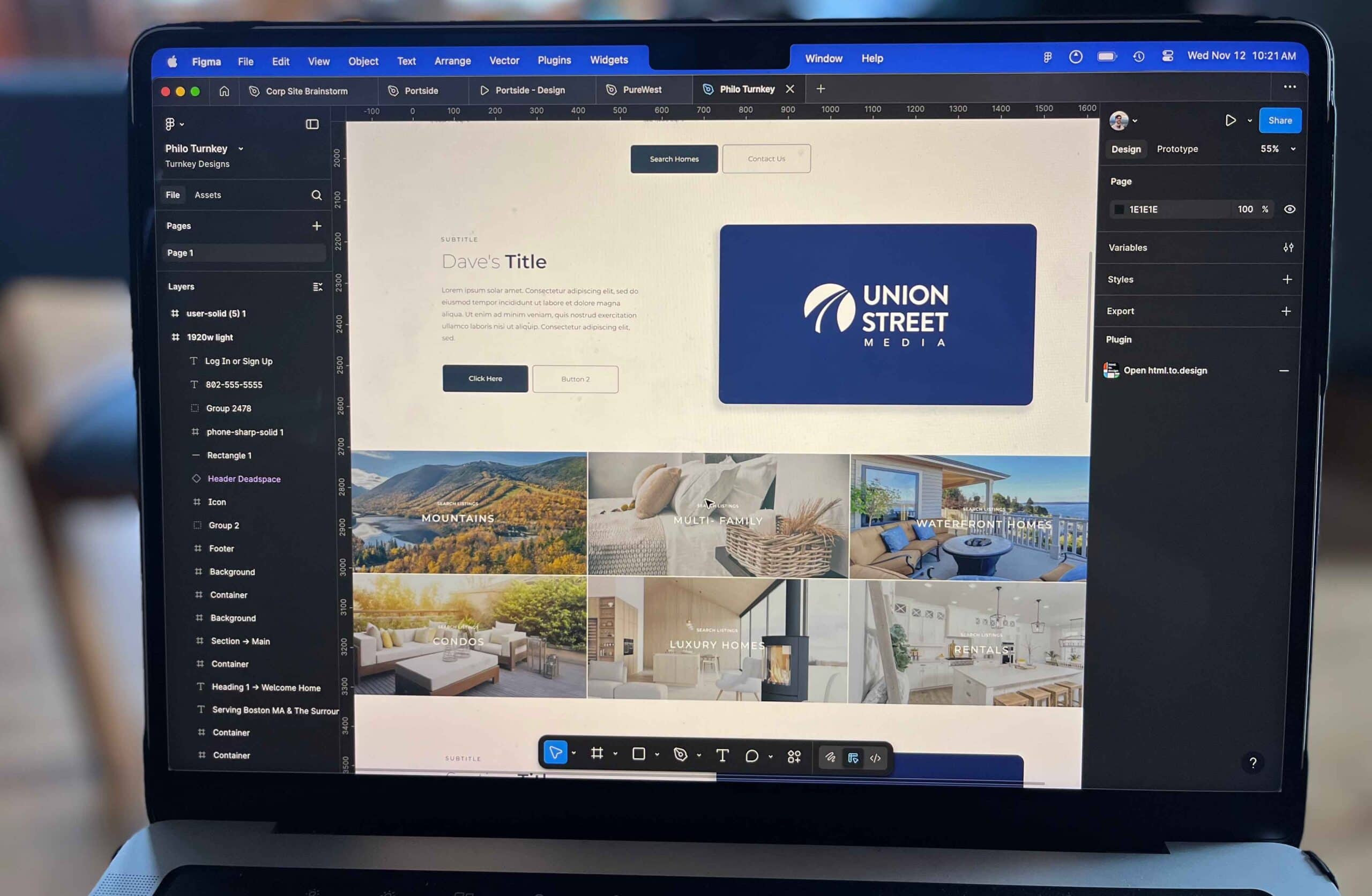page builder on a union street media website