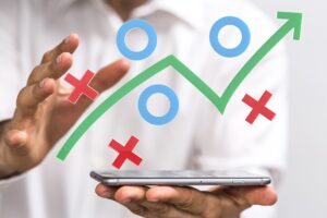 x's & o's with green line trending up