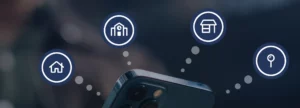 phone with real estate icons