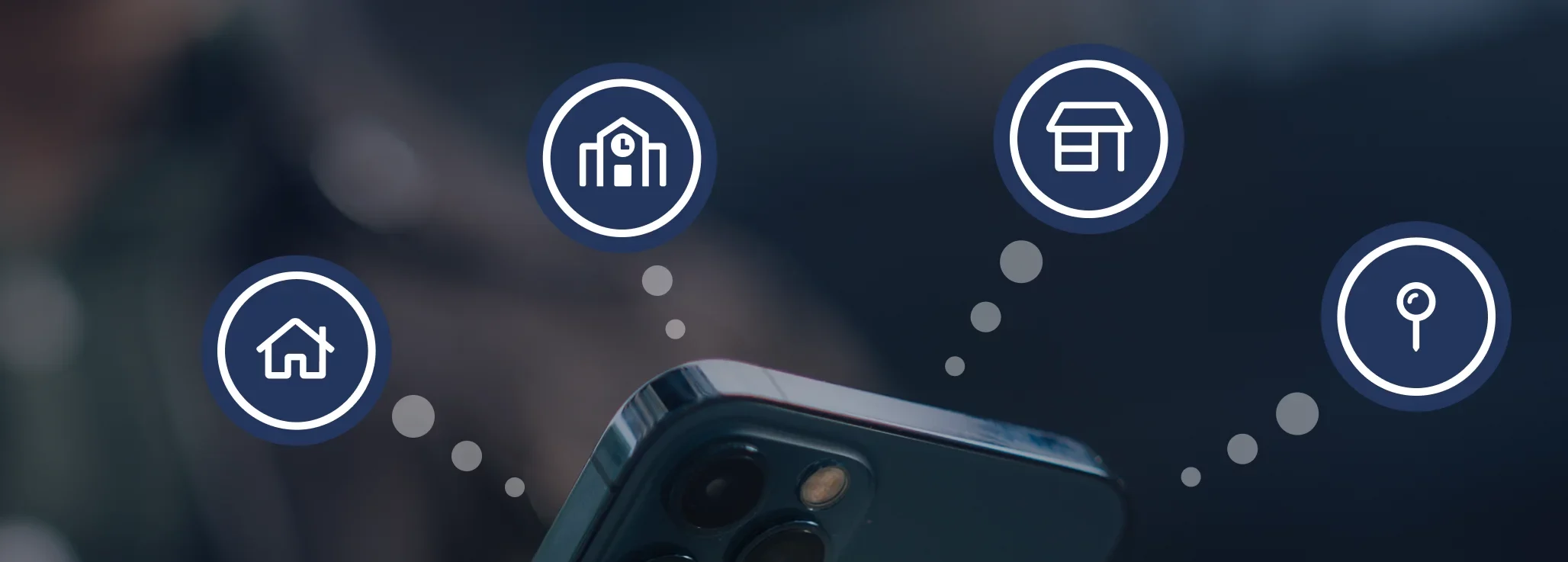 phone with real estate icons