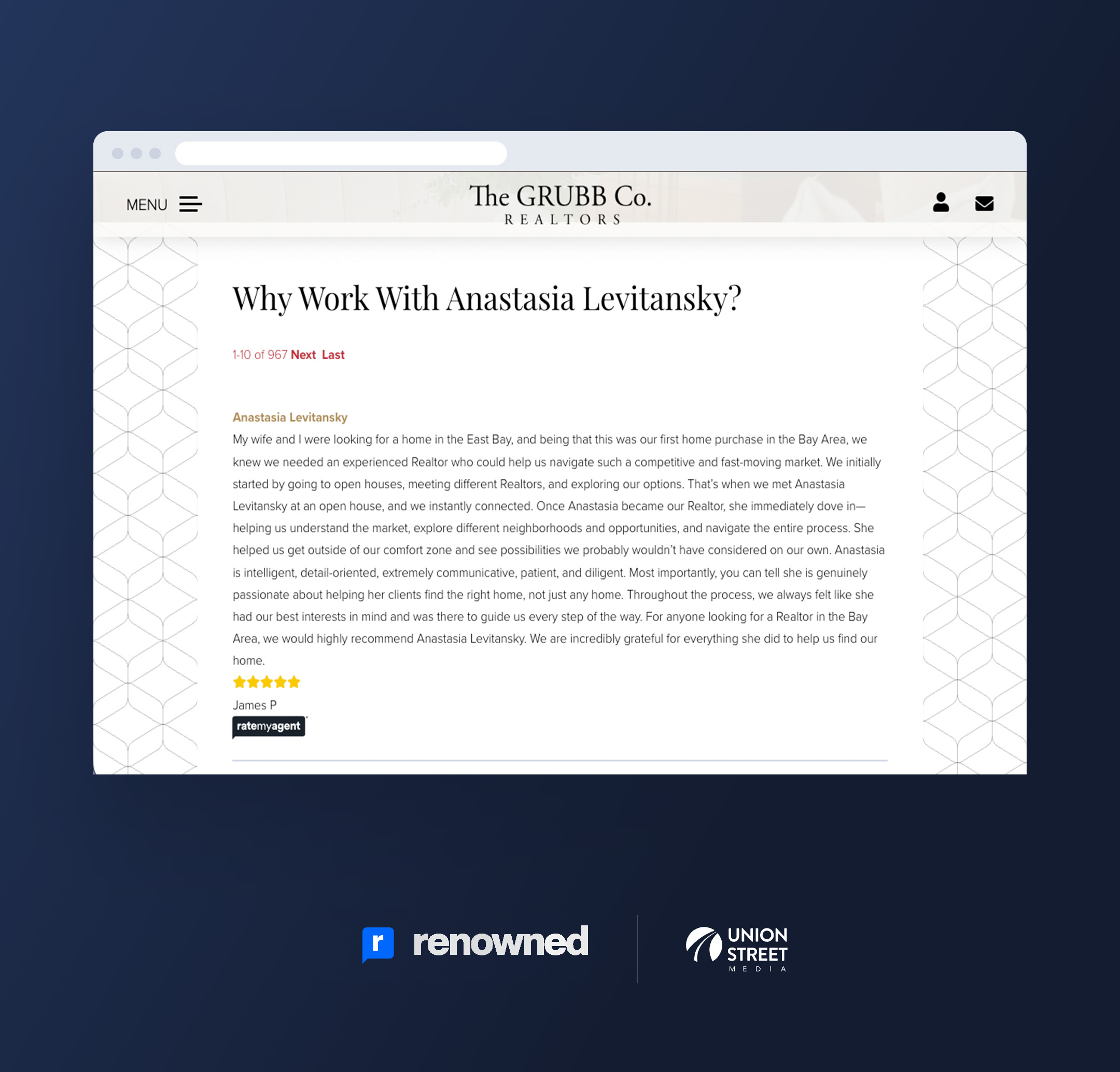 renowned ratemyagent on grubb co realtors website